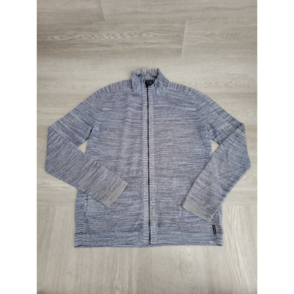 A|X Armani Exchange‎ Full Zip Sweater Men's L Gray Blue Knit Preppy Luxe